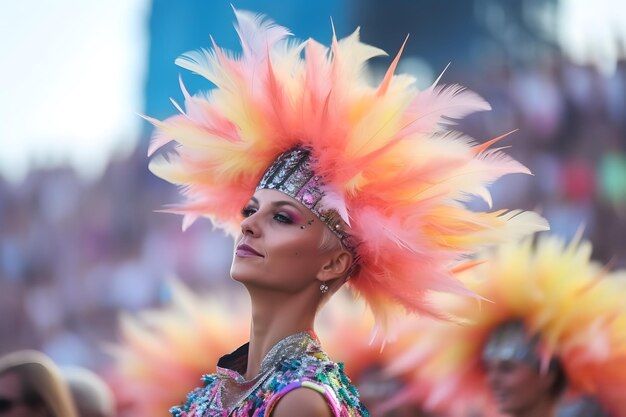 Ritratto di una bella ballerina al festival EDM di capodanno