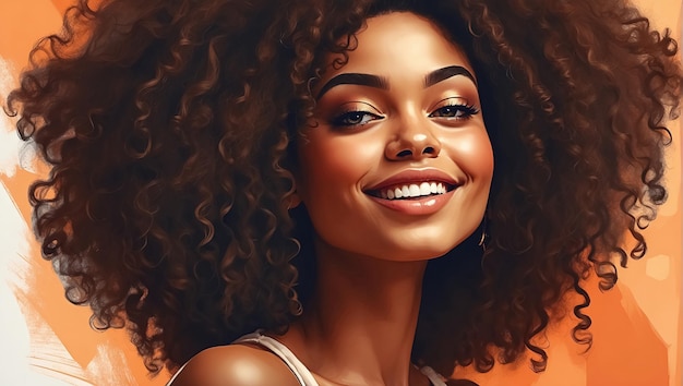 Ritratto di una bella donna afroamericana con i capelli afro Generative Ai