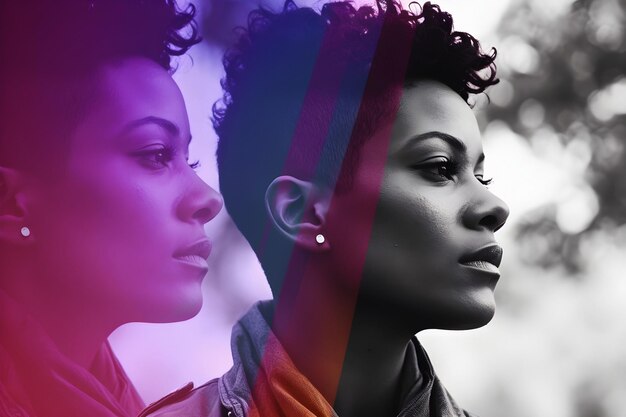 Ritratto di una bella donna afroamericana in momenti di riflessione Trasformazione LGBTQ