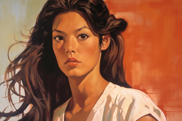 Ritratto di una bella donna bruna in una camicia bianca