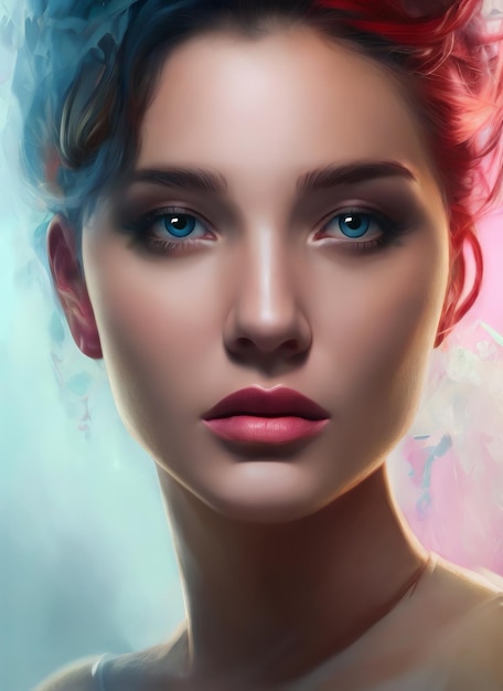 Ritratto di una bella donna, Pittura digitale di una bella ragazza, Illustrazione di una donna