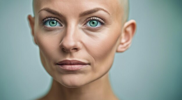 ritratto di una bella donna senza capelli sullo sfondo ritratto della donna calva donna cancro donna