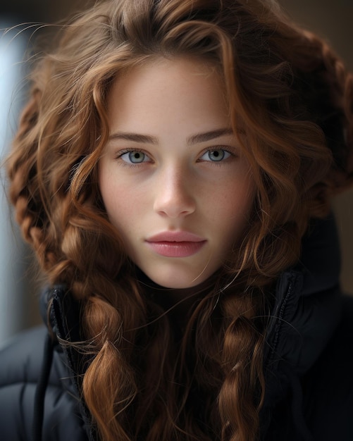 ritratto di una bella giovane donna con i capelli lunghi e rossi