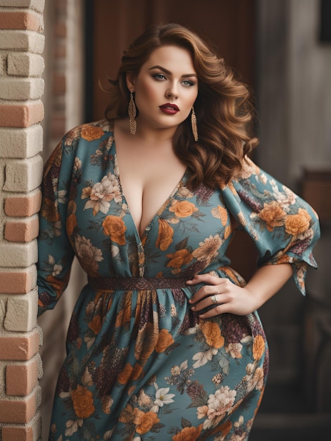 Ritratto di una bella giovane donna Plussize Plussize