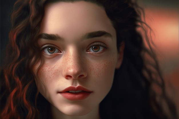 Ritratto di una bella ragazza, illustrazione fotorealistica