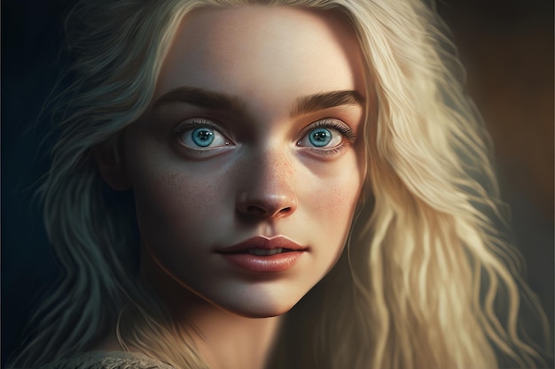 Ritratto di una bella ragazza, illustrazione fotorealistica