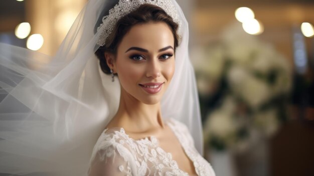 Ritratto di una bella sposa araba felice