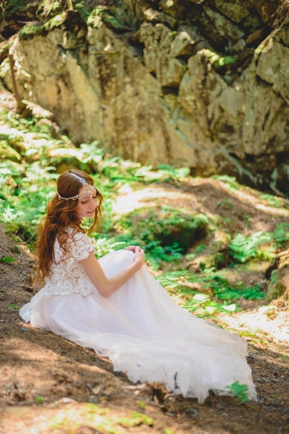 ritratto di una bella sposa Cerimonia di nozze in stile Boho