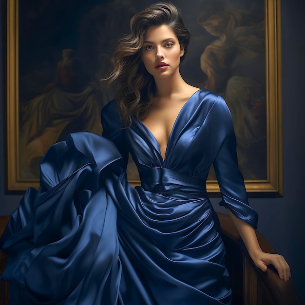 Ritratto di una bellissima giovane donna sexy in elegante abito di moda Ai Generative