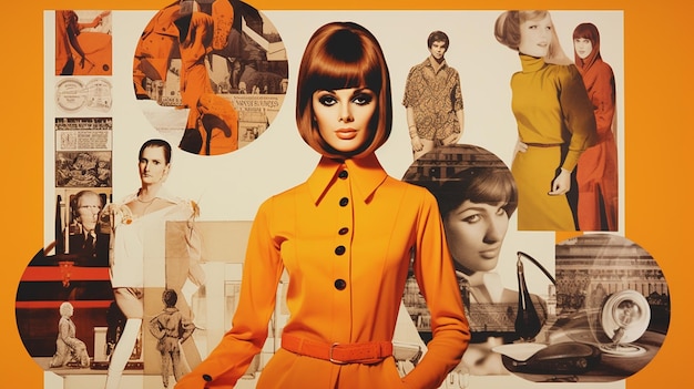 Ritratto di una bellissima modella in cappotto arancione