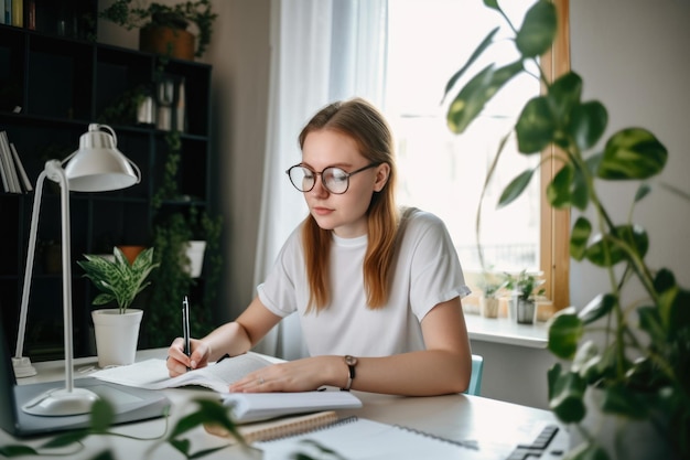 Ritratto di una copywriter amichevole e accessibile che lavora da casa