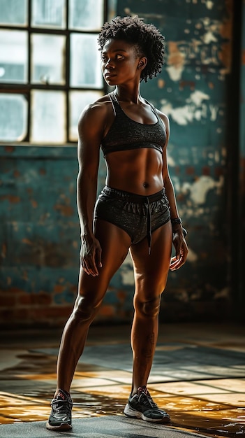 Ritratto di una donna africana body builder modello Generativa AI