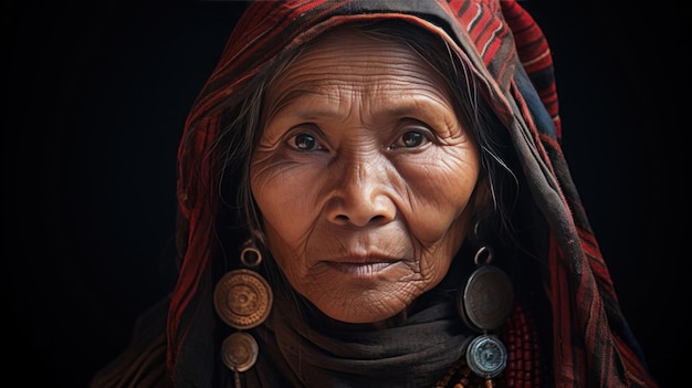 Ritratto di una donna anziana Akha in Thailandia