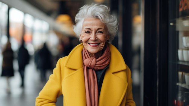 Ritratto di una donna anziana che sorride alla telecamera