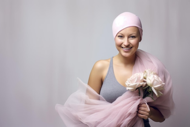 ritratto di una donna con un velo e fiori giornata mondiale del cancro