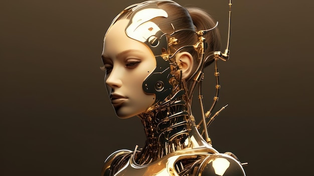 ritratto di una donna cyborg del futuro