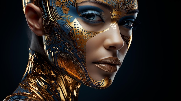 ritratto di una donna cyborg del futuro