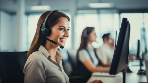 Ritratto di una donna del call center che sorride