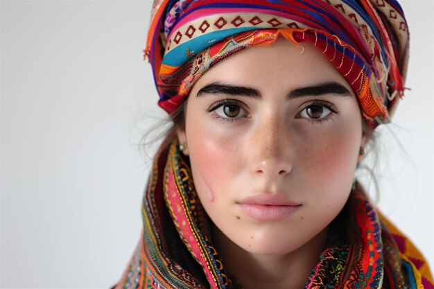 ritratto di una donna di un villaggio in Turchia molto bella pelle bianca con i capelli legati i