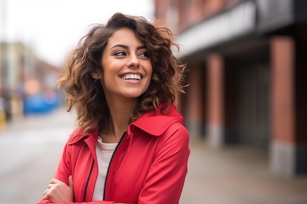 ritratto di una donna felice sulla trentina