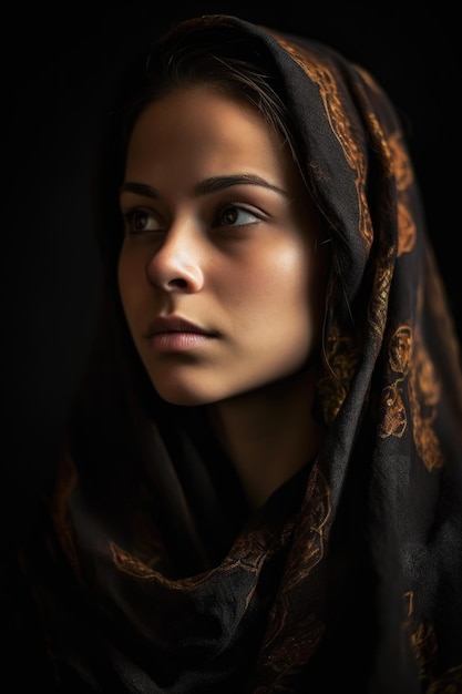 Ritratto di una donna musulmana in hijab creato con generative ai