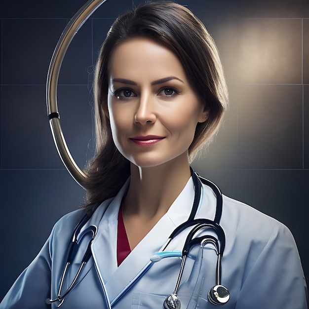 Ritratto di una dottoressa in immagini generate da AIG
