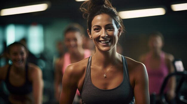 Ritratto di una giovane donna atletica in una palestra