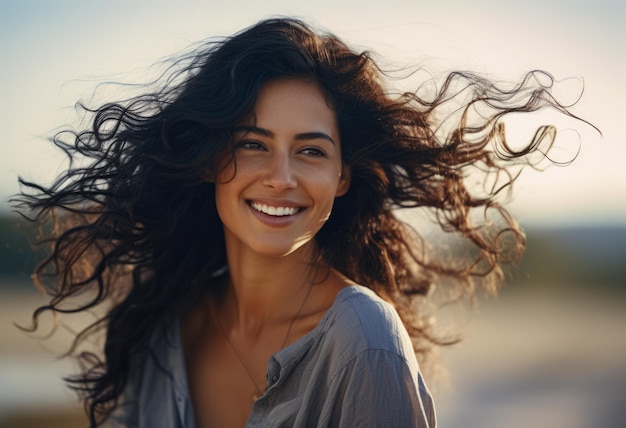 Ritratto di una giovane donna attraente che esamina la macchina fotografica