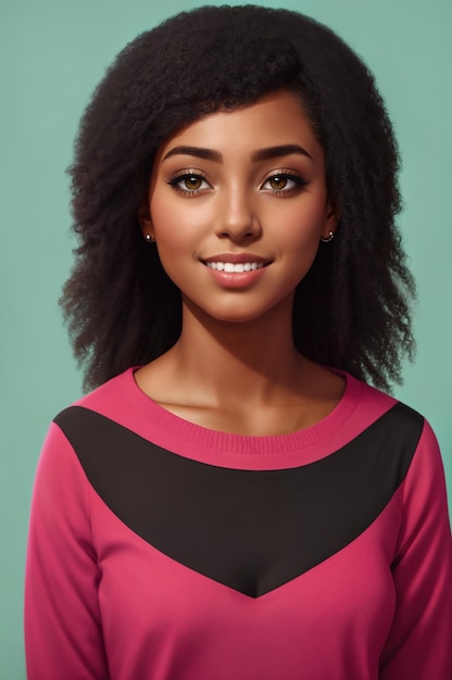 Ritratto di una giovane donna di colore in studioDigital creative designer fashion art drawingAI illustration