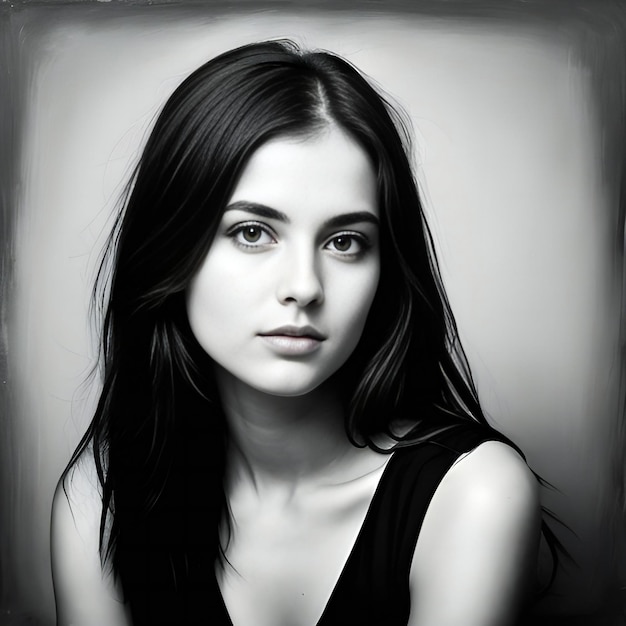 Ritratto di una giovane e bella donna Foto in bianco e nero