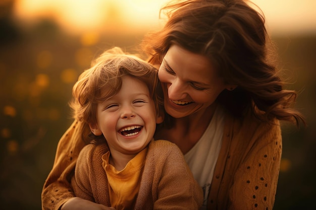 Ritratto di una madre e di un bambino felici