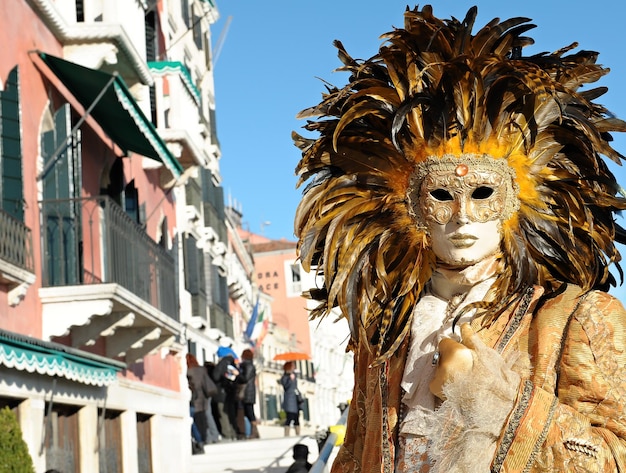 Ritratto di una persona che indossa un costume durante il carnevale di Venezia