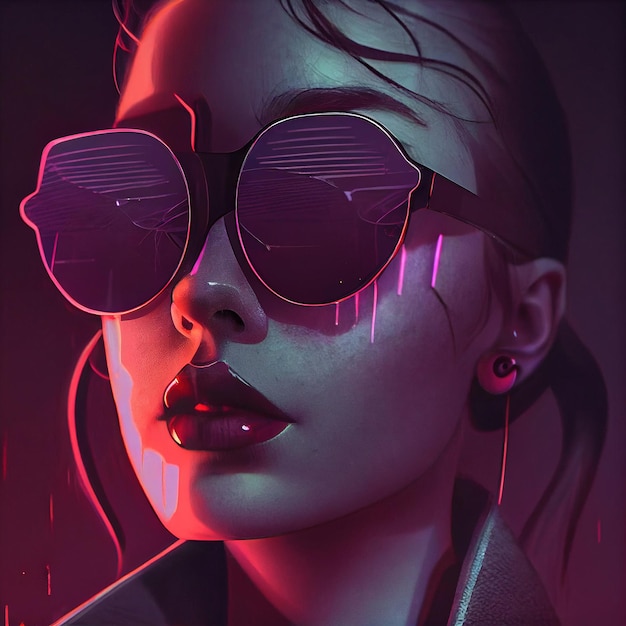 Ritratto di una ragazza cyberpunk fantascientifica