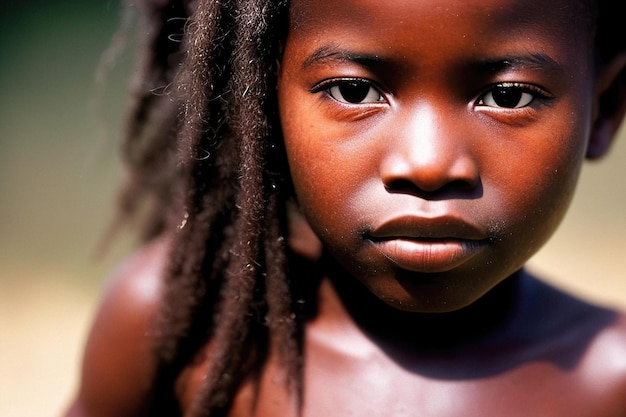 Ritratto di una ragazza nera con i dreadlocks in Africa IA generativa