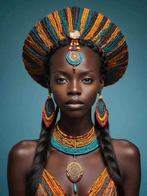 Ritratto di una ragazza nera in abito nazionale