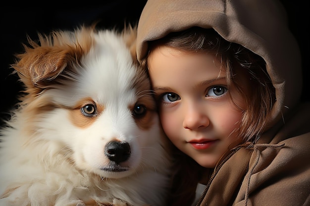 ritratto di una ragazzina con una razza di cane Border Collie