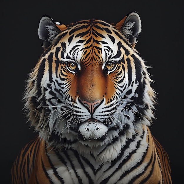 Ritratto di una tigre su uno sfondo nero generato dall'AI