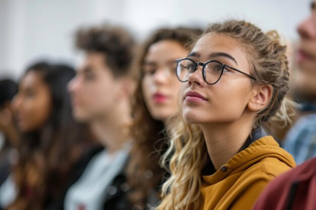 Ritratto di uno studente universitario in una lezione o in una classe di apprendimento