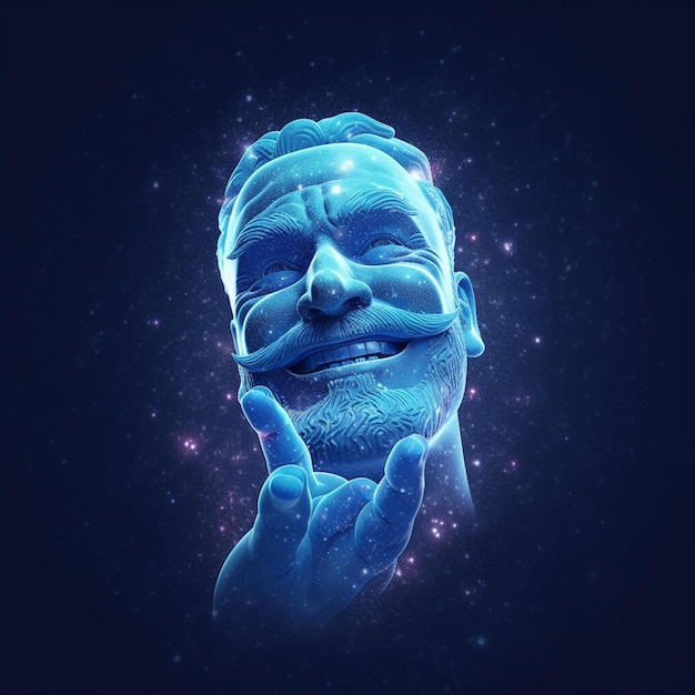 Ritratto di uomo foto gratis con effetti visivi di luci blu