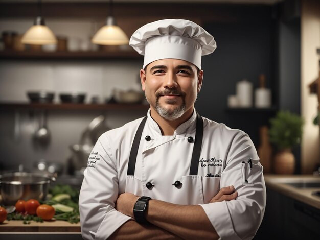 Ritratto di uomo sorridente in cucina