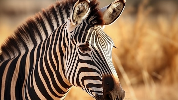 ritratto di zebra sulla savana africana AI Generative