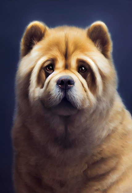 Ritratto dipinto di un cane Chow Chow