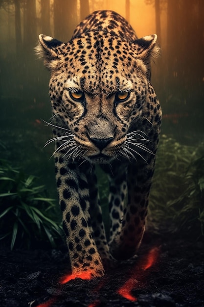 Ritratto fotografico della fauna selvatica di Angry Cheetah CloseUp