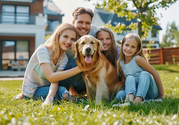 Ritratto fotografico di una bella famiglia felice