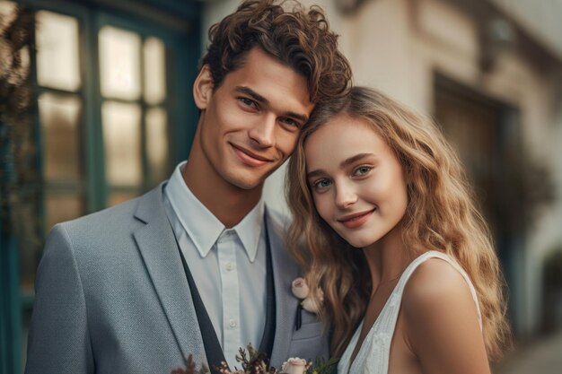 Ritratto fotografico di una coppia il giorno del matrimonio