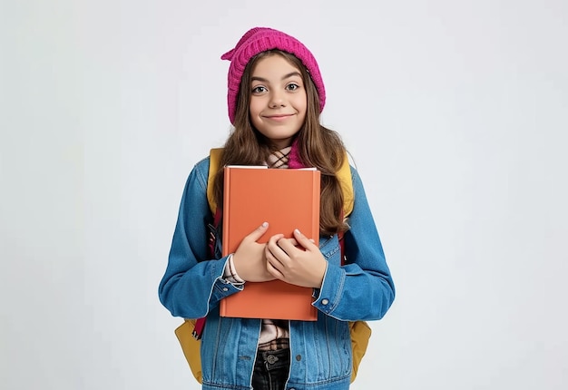 Ritratto fotografico di una giovane studentessa universitaria sorridente