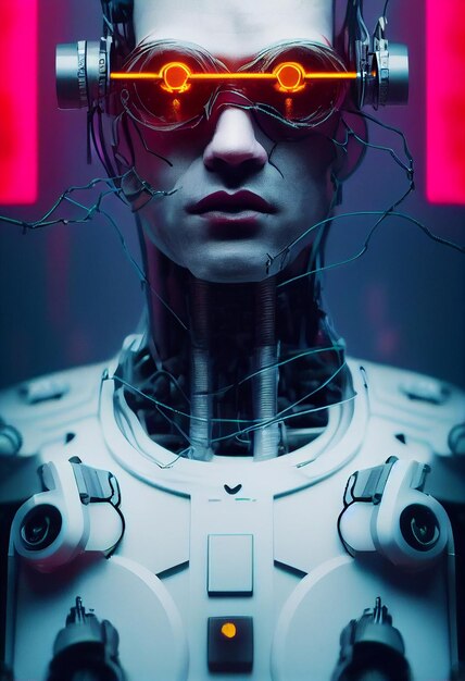 Ritratto futuristico di un robot umano