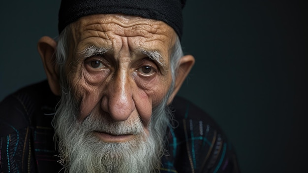 Ritratto generativo dell'IA di un uomo musulmano anziano religioso foto up close