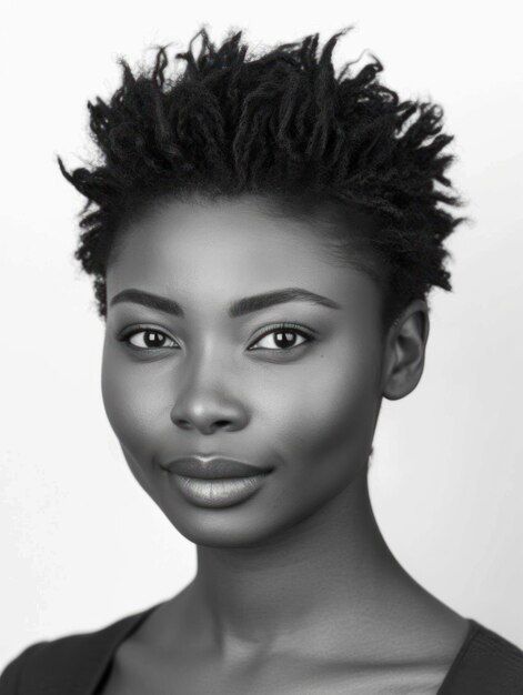 Ritratto in bianco e nero di una bella donna africana androgina