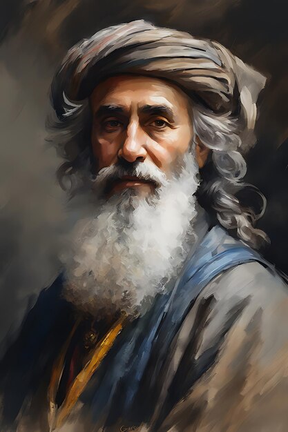 Ritratto in stile pittura a olio di un poster di qualità stampabile sufi
